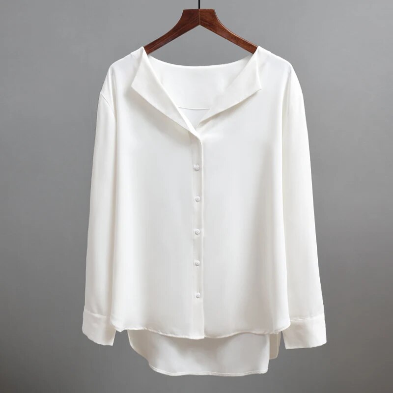 Kvinnors Långärmad Skjorta Chic Crested Krage Polyester-6