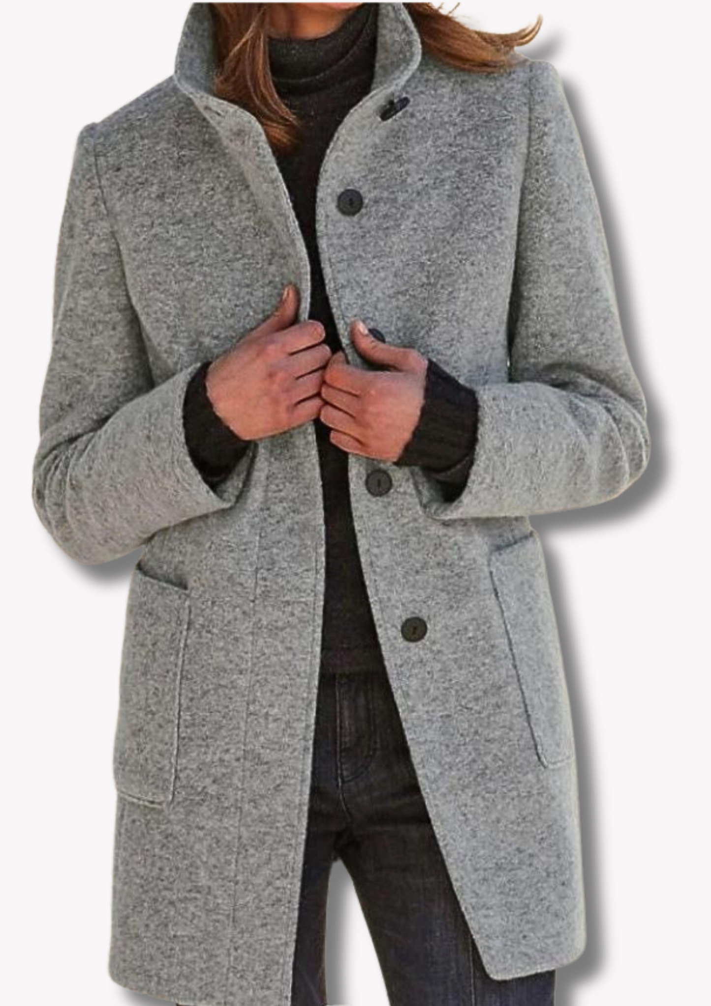 Dam Lång Kappa Retro Stildesign Högkvalitativ Polyester-1