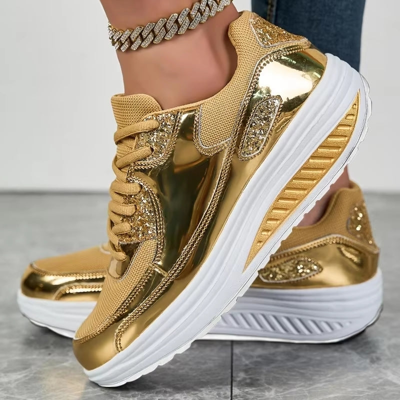 Dam Sneakers Plattform Syntetiskt Läder Modern Snörning 5