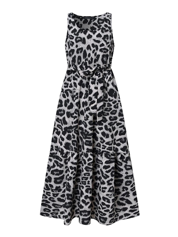 Dam Maxiklänning Boho Leopardmönster Polyester-2