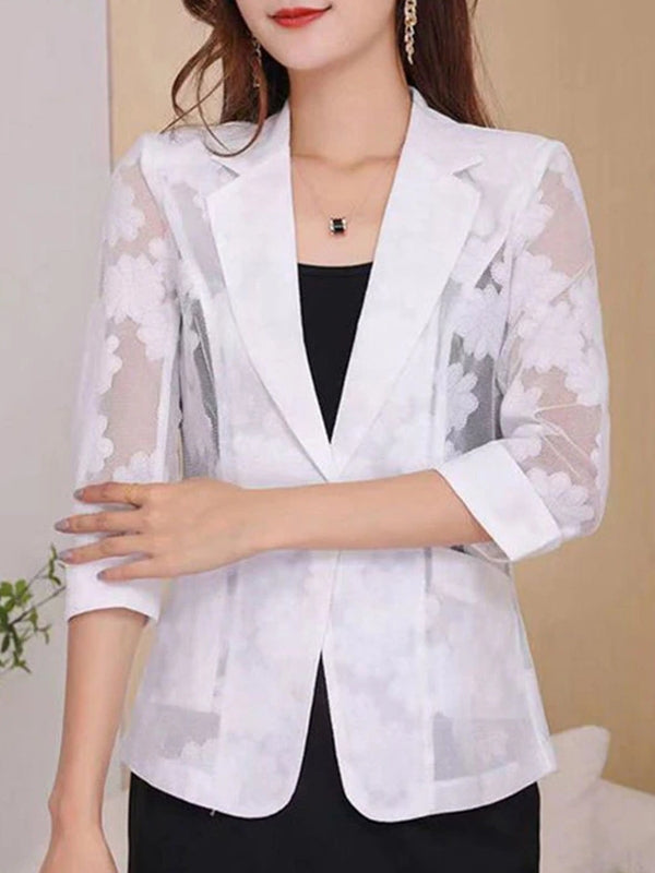 Kvinnors Blazer Elegant Polyester för Kontor 3