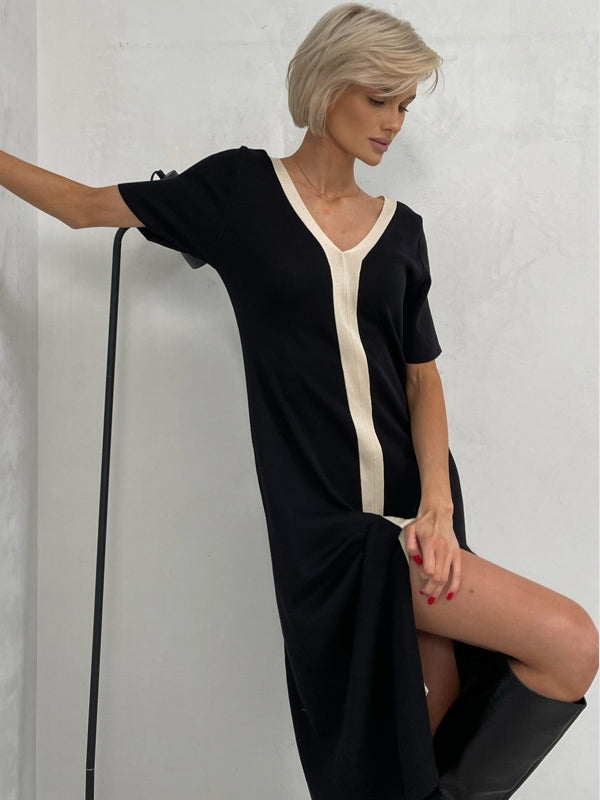 Variant image for Dam Maxiklänning Kortärmad Vintage Syntetfiber A-linjeformad V-hals Slim Fit-2