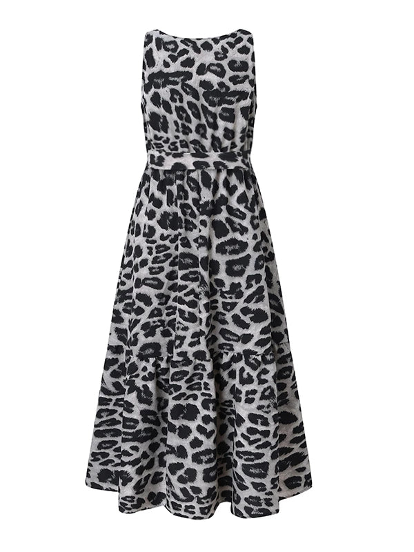 Dam Maxiklänning Boho Leopardmönster Polyester-3