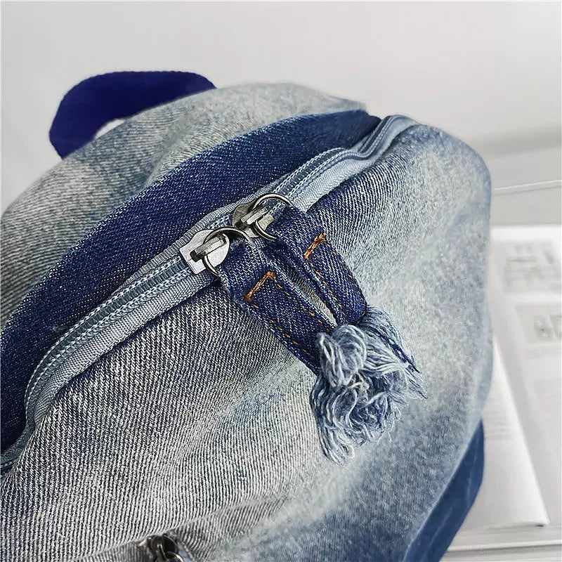 Unisex Ryggsäck Retro Denim Hållbar Design Polyesterfiber-5