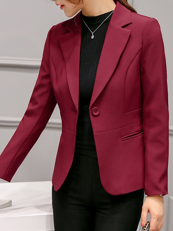 Dam Blazer Slim Fit Bomull Polyester Elegant Kontorsstil-3
