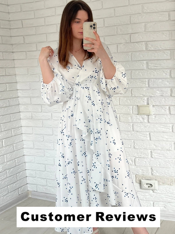 Långklänning Dam Boho Prickig Chiffong för Fest och Bröllop-6