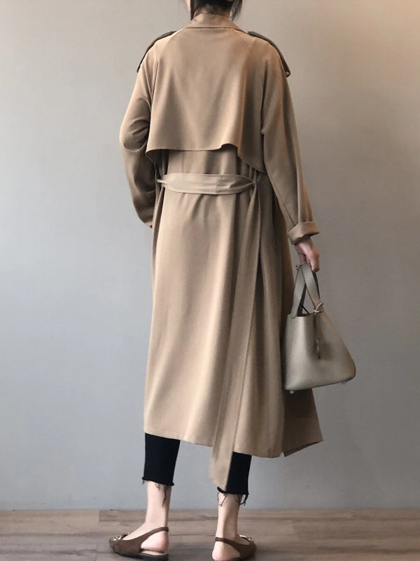 Dam Kappa Lång Retroinspirerad Polyester med Bälte-4