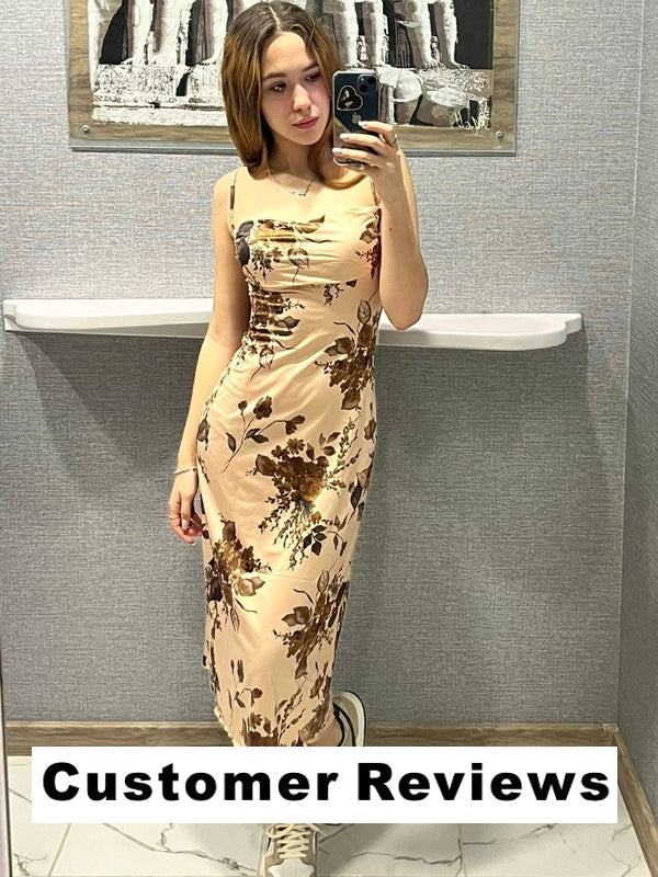 Dam Maxiklänning Blommig Polyester Ärmlös Sommar-4