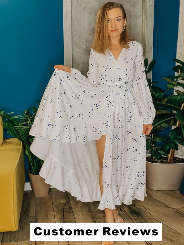 Långklänning Dam Boho Prickig Chiffong för Fest och Bröllop-5