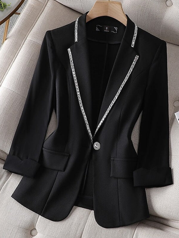 Dam Blazer Jacka Trekvartsärmar Polyester Elegant Stil-2