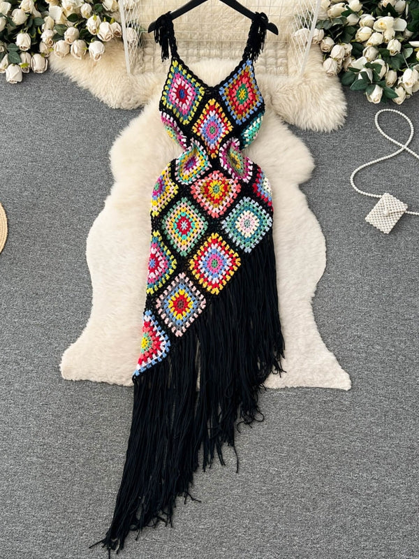 Variant image for Långklänning Dam Asymmetrisk V-Hals Elastisk Bohemisk Stil-3