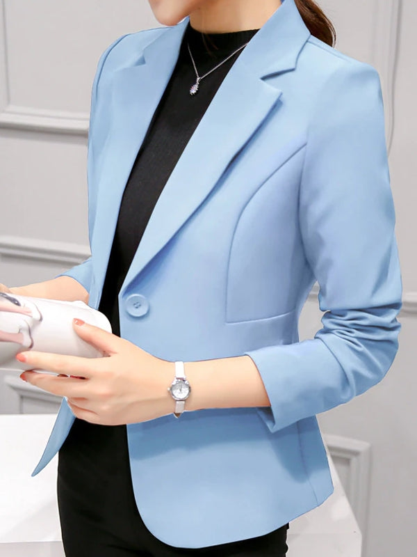 Dam Blazer Officiell Stil Figursydd Bomull Polyester-2