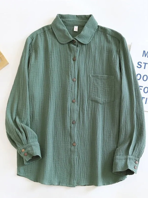 Kvinnors Långärmad Skjorta Blazer 100% Bomull-6