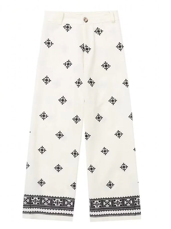 Kvinnors Högmidjebyxor Vintage-Style i Hållbart Linne-3