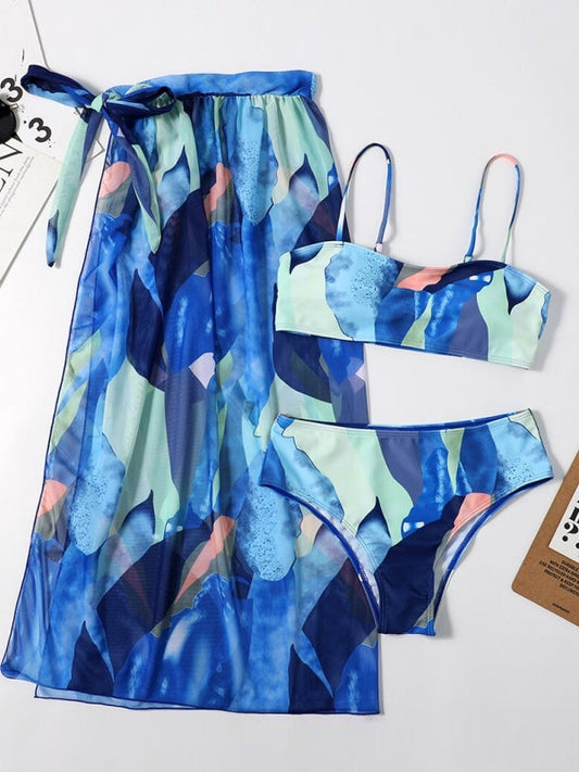 BaddrÀkt Dam Tredelad Bikini Set Bomull och Spandex-1