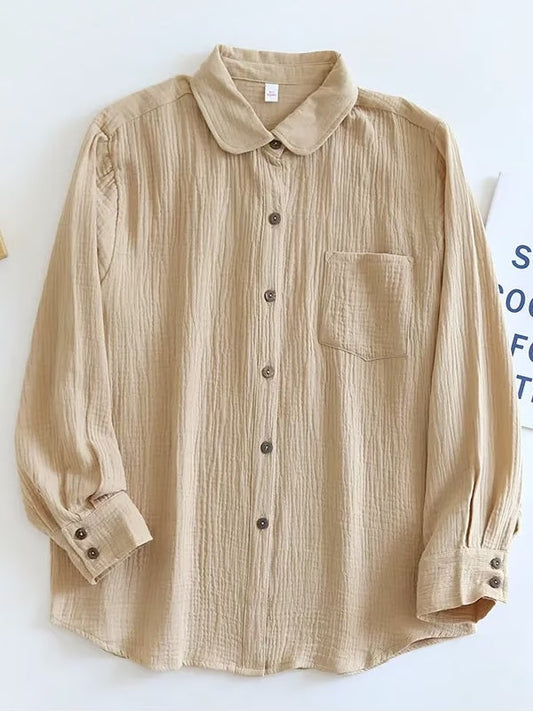 Kvinnors LÄngÀrmad Skjorta Blazer 100% Bomull-1