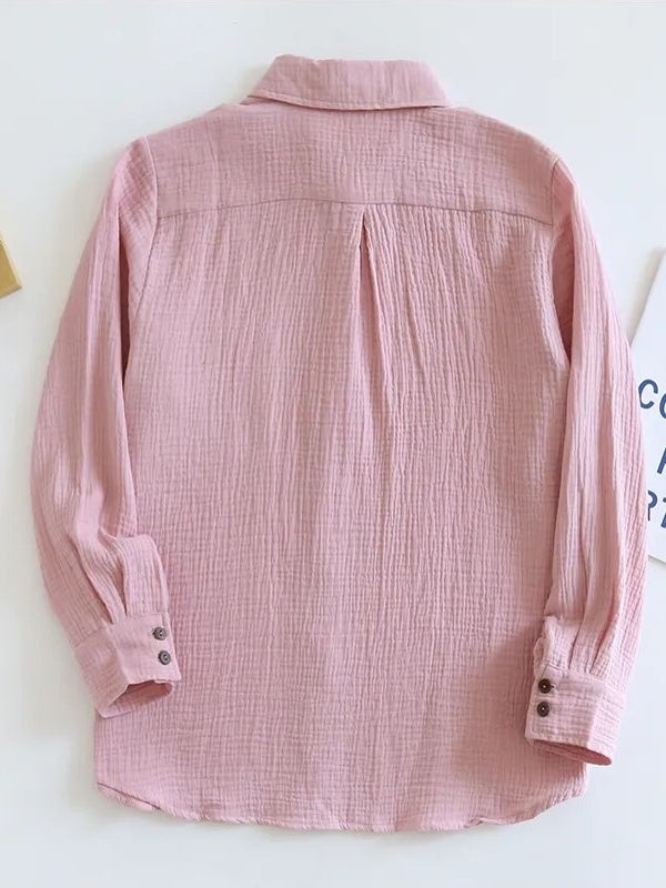 Kvinnors Långärmad Skjorta Blazer 100% Bomull-5