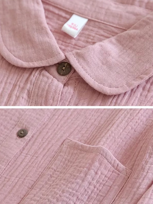 Kvinnors Långärmad Skjorta Blazer 100% Bomull-3