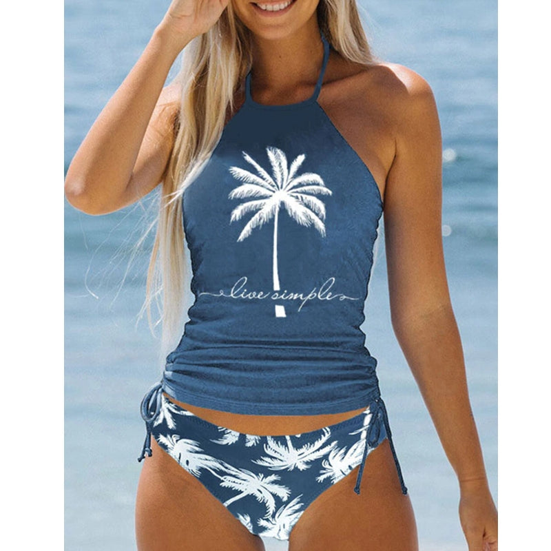 Baddräkt Dam Tvådelad Tankini Set i Polyester och Nylon – Elegant Badkläder för Strand och Simning 6