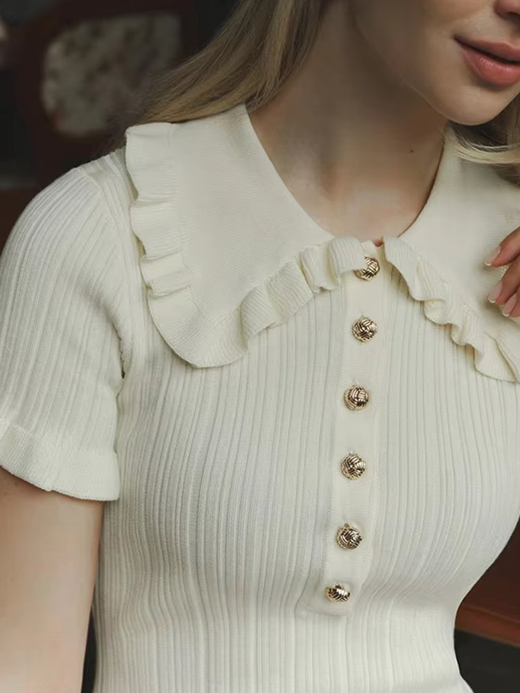 Kvinnors Miniklänning Slim Fit Stickad Polyester med Fallande Krage 8