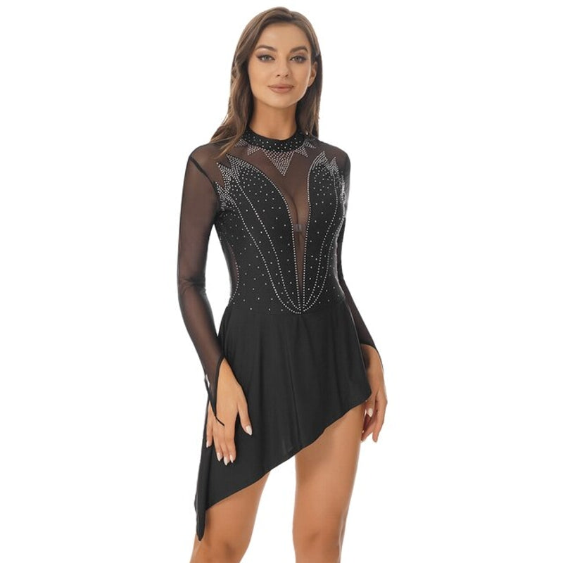 Dam Sport Ballet Kostym Med Glittrande Detaljer Polyester Mesh-6