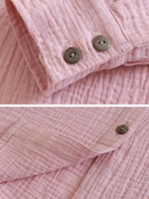 Kvinnors Långärmad Skjorta Blazer 100% Bomull-4
