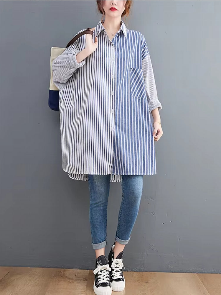 Kvinnors Långärmad Blus Batwing Ärmar Bomullsmix 3