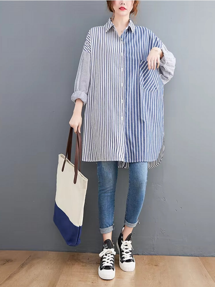 Kvinnors Långärmad Blus Batwing Ärmar Bomullsmix 4