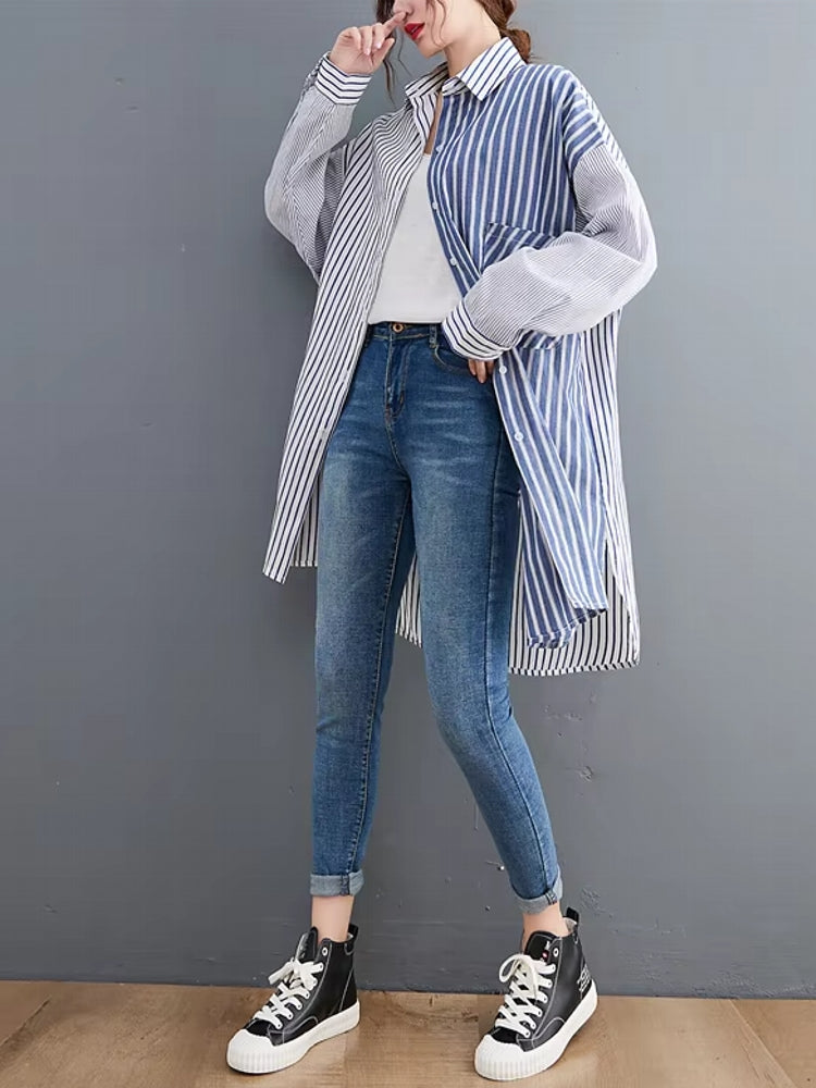 Kvinnors Långärmad Blus Batwing Ärmar Bomullsmix 5