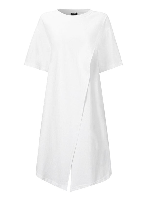 Kvinnors Kortärmad Tunika Av Bomull Avslappnad Stil 6