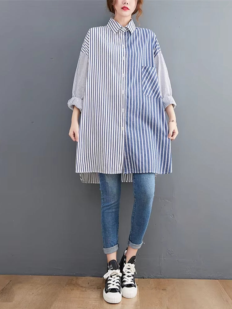 Kvinnors Långärmad Blus Batwing Ärmar Bomullsmix 6