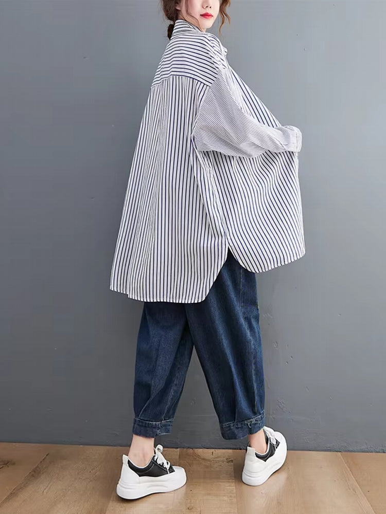 Kvinnors Långärmad Blus Batwing Ärmar Bomullsmix 7