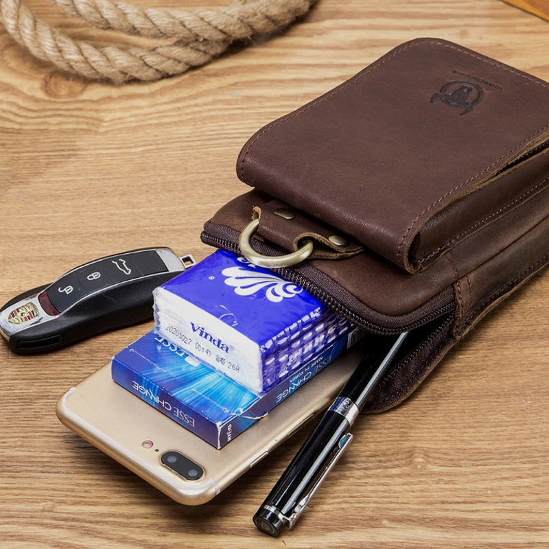 Herr Bältesficka Läder Kompakt Design för Mobiltelefoner Upp till 7 Tum-2