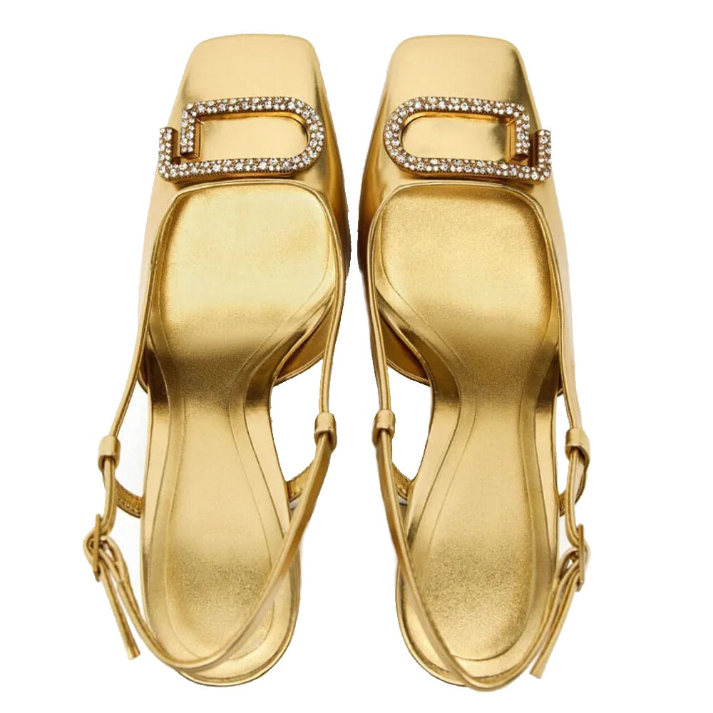 Damklackar Sling Baked Skor Blockklack Mikrofiber-5