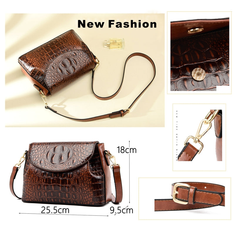 Dam Axelväska Syntetiskt Läder Alligatorlook Elegant Crossover Väska-5