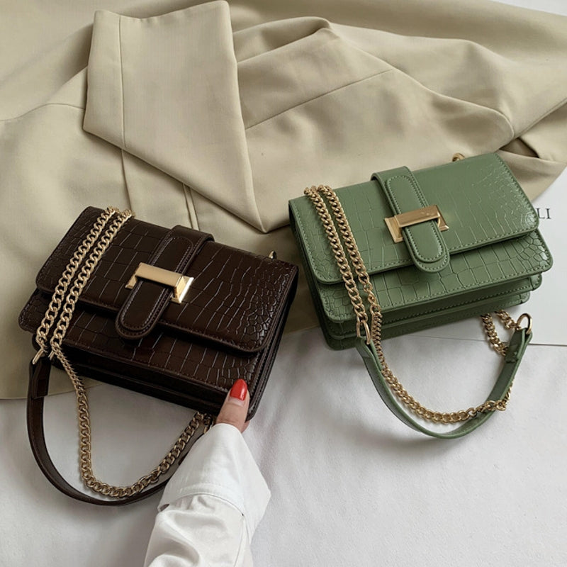 Dam Axelväska Vintage Stil PU Läder Med Inre Ficka-6