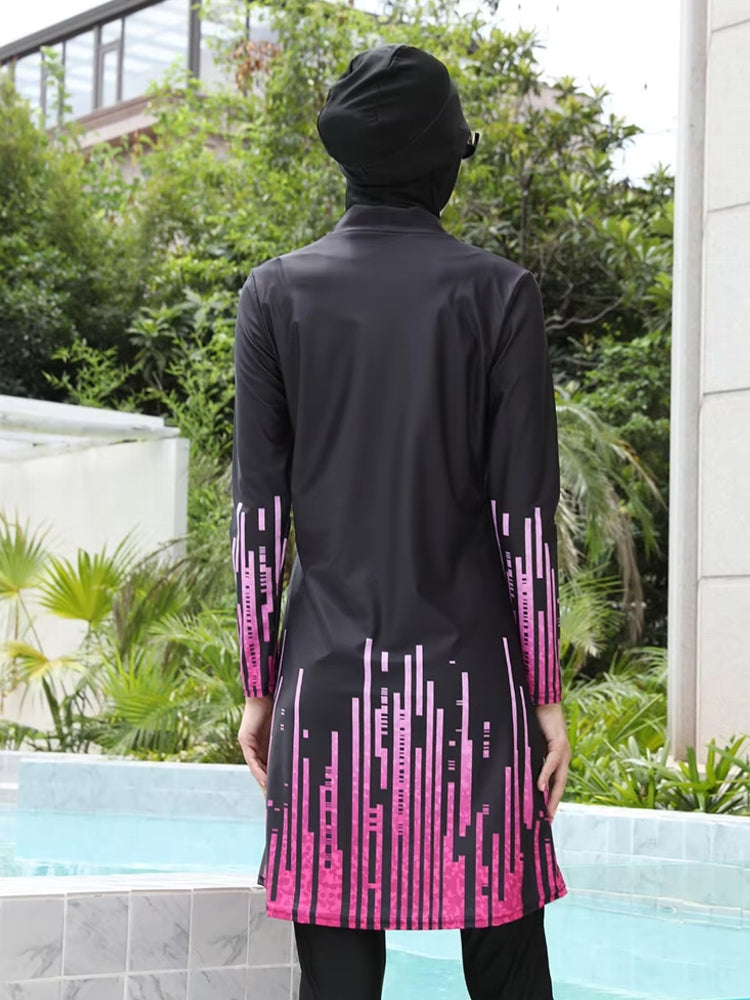 Baddräkt Dam Burkini Set Blommönster Snabbtorkande Material-2