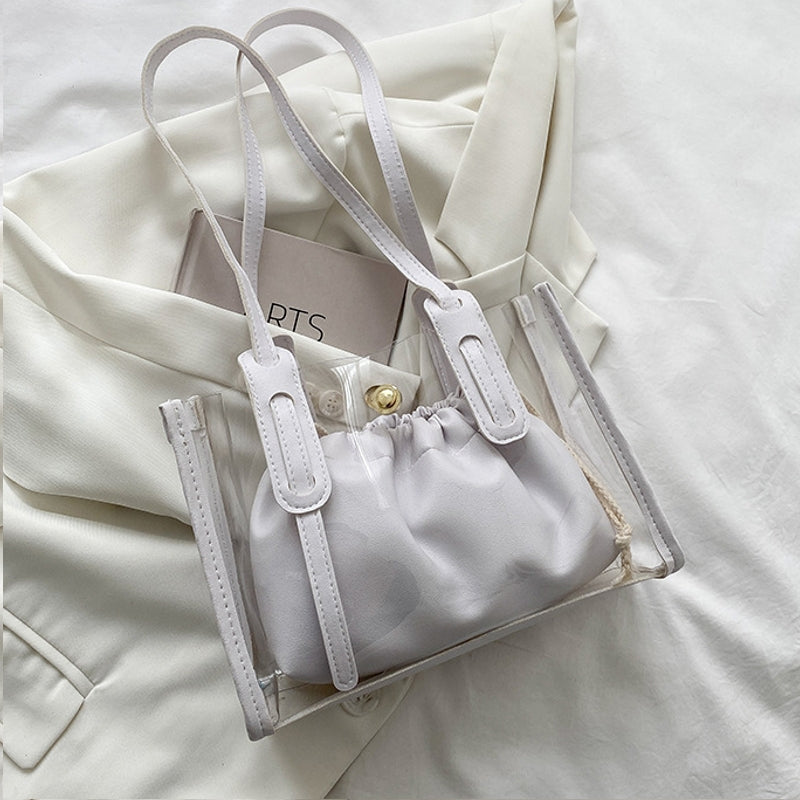 Variant image for Dam Handväska Stor Transparent PU Läder med Flera Fickor-5