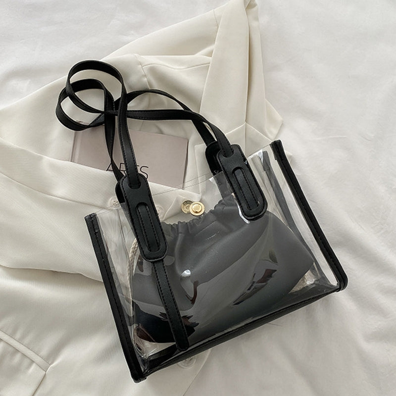 Variant image for Dam Handväska Stor Transparent PU Läder med Flera Fickor-4