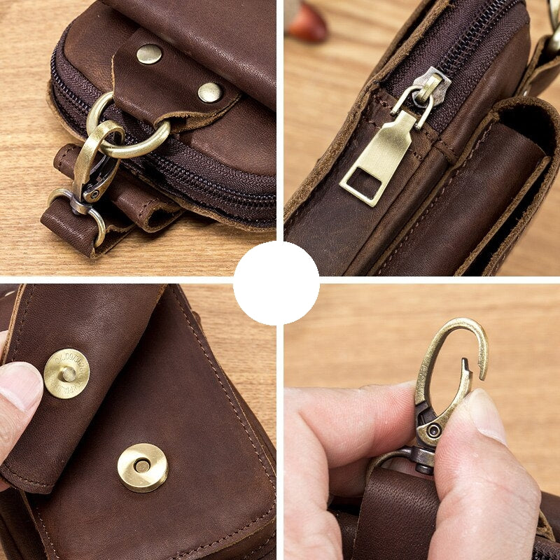 Herr Bältesficka Läder Kompakt Design för Mobiltelefoner Upp till 7 Tum-5