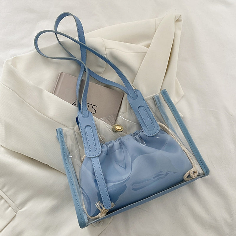 Variant image for Dam Handväska Stor Transparent PU Läder med Flera Fickor-2