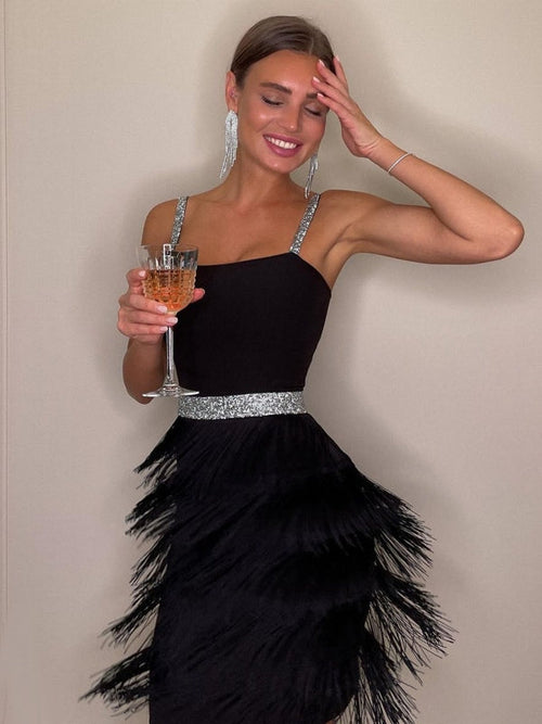 Dam Midi Klänning A-linjeformad Djup Halsringning Polyester Fina Dam Klänningar-1