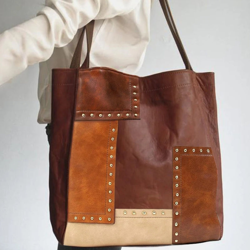 Dam Axelväska Retro Trend PU-material med Nitar-5