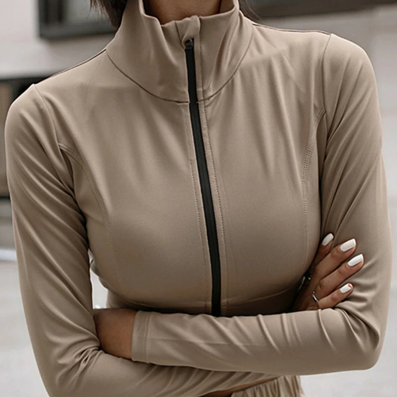 Dam Träningsjacka Långärmad Snabbtorkande Polyester för Träning-3