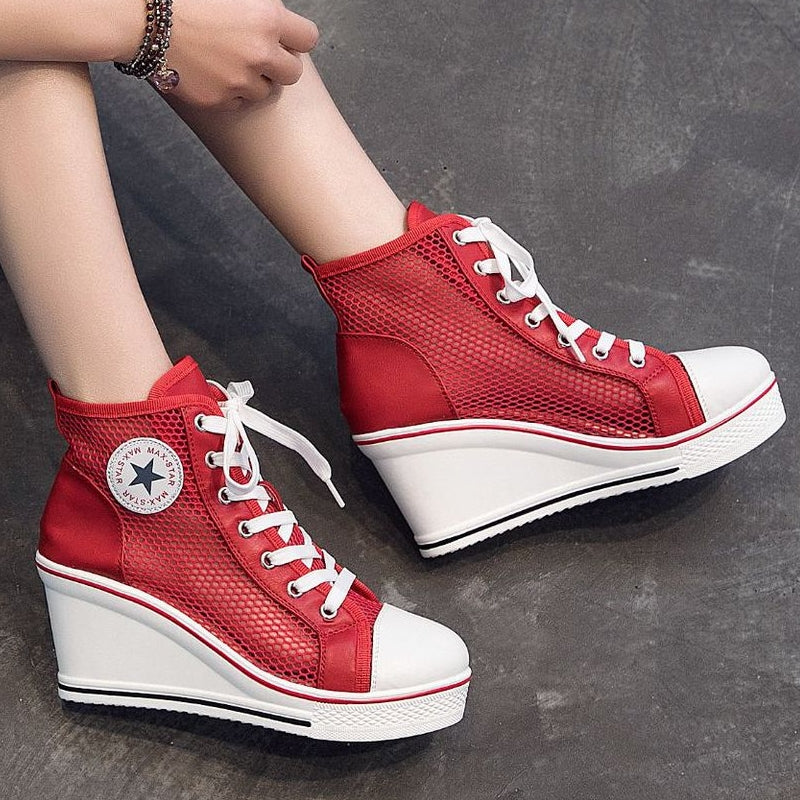 Höga Sneakers Dam Mesh Hög Sula 7,5 cm-3