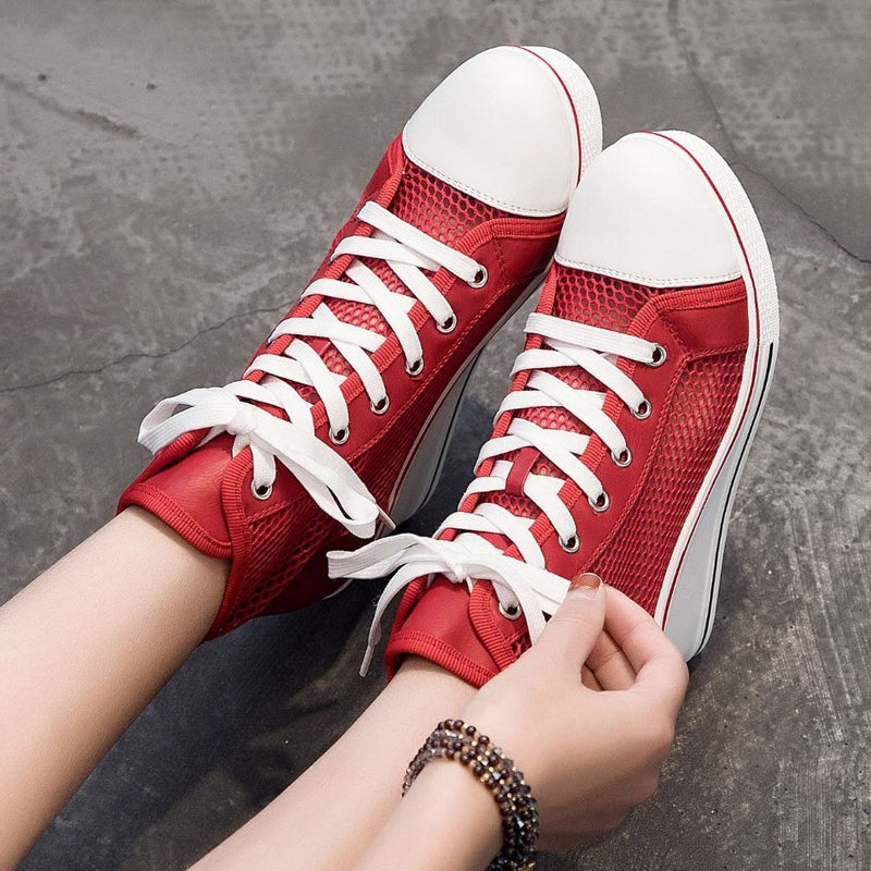 Höga Sneakers Dam Mesh Hög Sula 7,5 cm-4