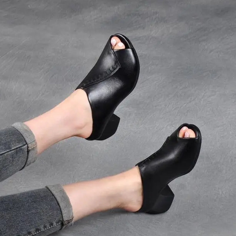 Kvinnors Sandaler Medelhöjd Mjuk PU Gummi-4