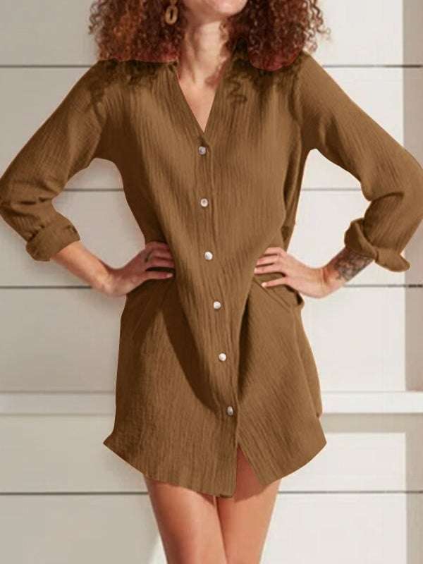 Kvinna Mini Klänning Ruffle Polyester Med Fickor-4