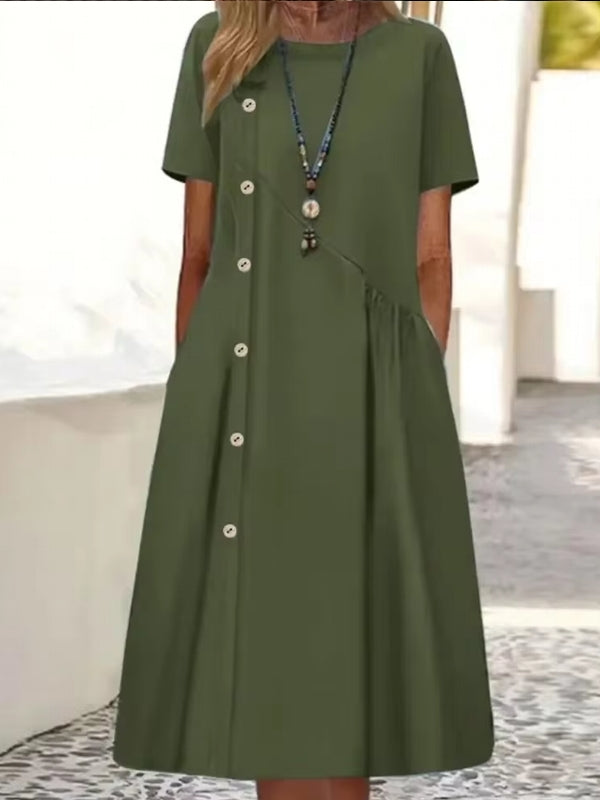 Variant image for Kvinna Lång Klänning O-hals Bomull Polyester-17