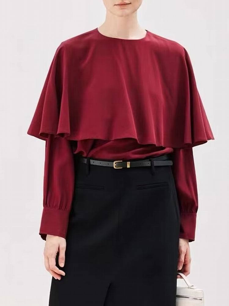 Långärmad T Shirt Dam i Mjuk Bomull och Polyester – Trendig Rund Hals, Neutrala Färger, Perfekt för Avslappnade och Halvformella Tillfällen 7